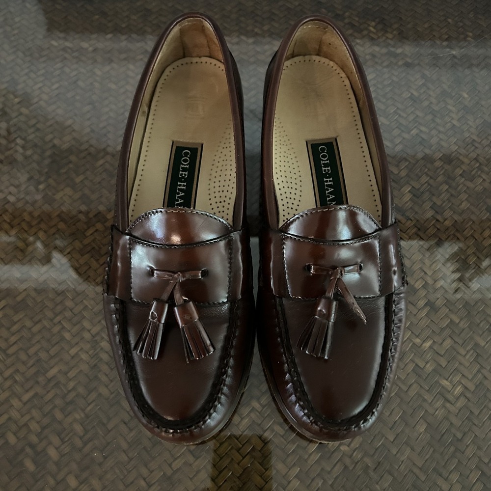 Cole Haan Men's 9.5D Pinch Tassel Leather Loafers Shoes Burgundy Preppy Classic - Picture 1 of 16